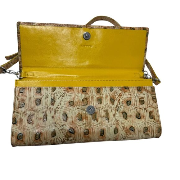 LODIS leather convertible clutch shoulder handbag turtle tortoise shell print - Picture 3 of 8